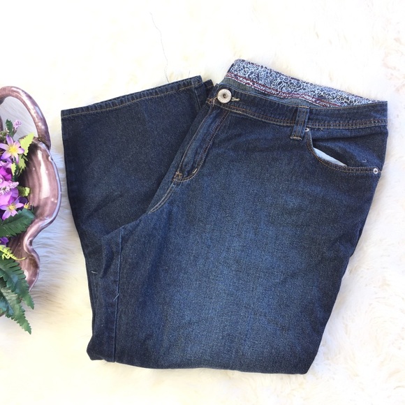 Avenue Denim - Avenue Jeans Dark Wash Wide Leg Plus Size Jeans 24